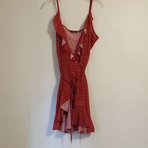 Red wrap dress